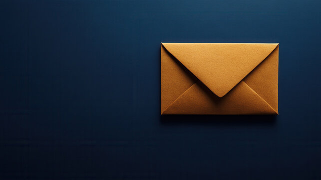 textured golden envelope lies elegantly on a deep blue background, evoking mystery and anticipation. The minimalist composition suggests secrecy, exclusivity, or an important message