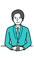 正面をむいて微笑むスーツの中高年男性/ベクターイラスト素材