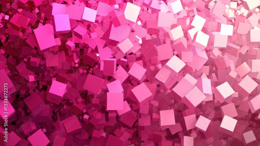 Poster abstract pink cubes background in a dynamic geometric pattern