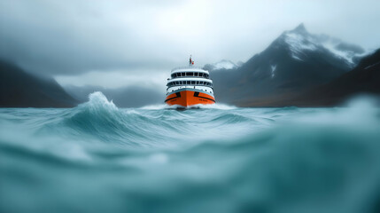 Dramatic Stormy Sea Cruise Ship Voyage
