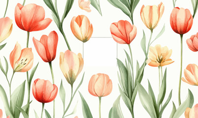 Elegant Watercolor Tulip Pattern for Spring Wedding Invitations and Greeting Cards