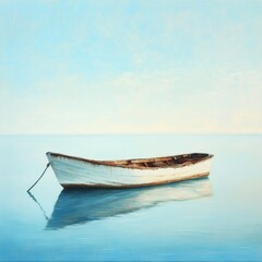 Fototapeta premium Peaceful old boat on calm sea