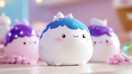 Adorable 3D Cute Cartoon Characters  Kawaii Figurines  Whimsical Toys  Pastel Colors  Play