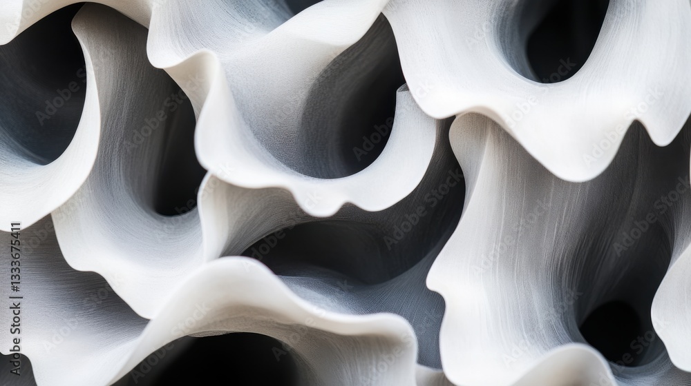 Poster abstract white wave patterns with fluid curves and soft textures