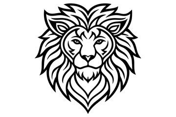 lion head coloring page line art icon, lion head mascot, lion head vector, lion vector illustration on white background.
