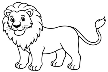 lion coloring book page, lion cartoon character ,lion vector illustration,vector illustration of a cartoon lion on white background. 