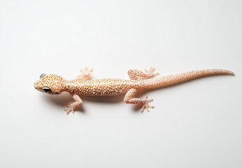 Naklejka premium Close-up of a Leopard Gecko with Distinctive Spots and Texture on a White Background for Animal Photography and Reptile Enthusiasts