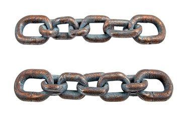 Isolated Pair of Weathered Iron Chains, Rustic Texture