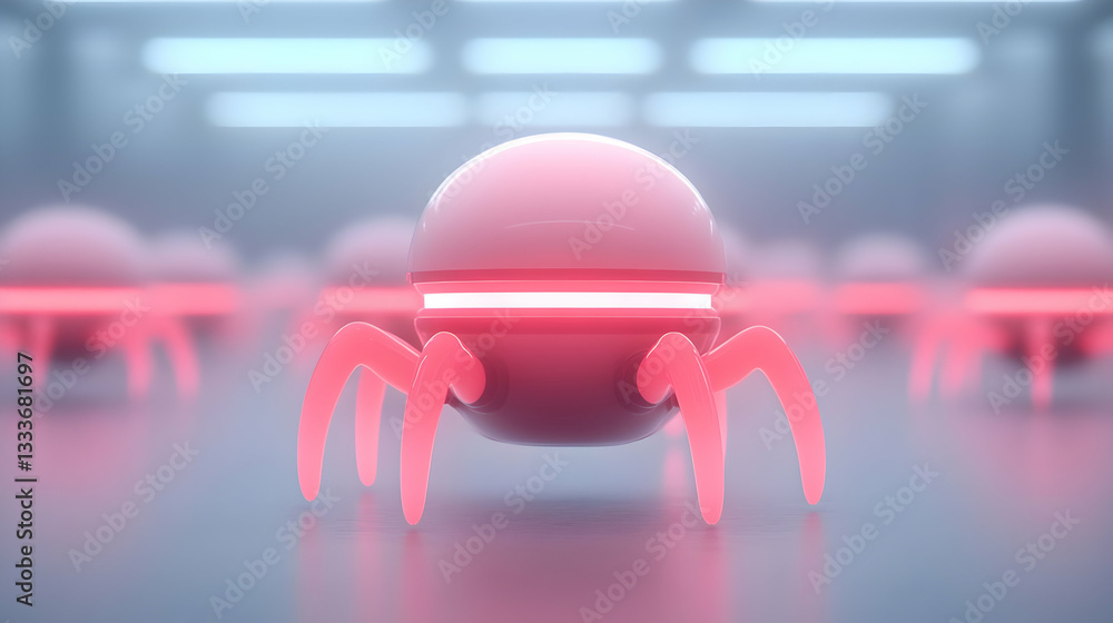 Canvas Prints pink cybernetic drone swarm in glowing tech environment