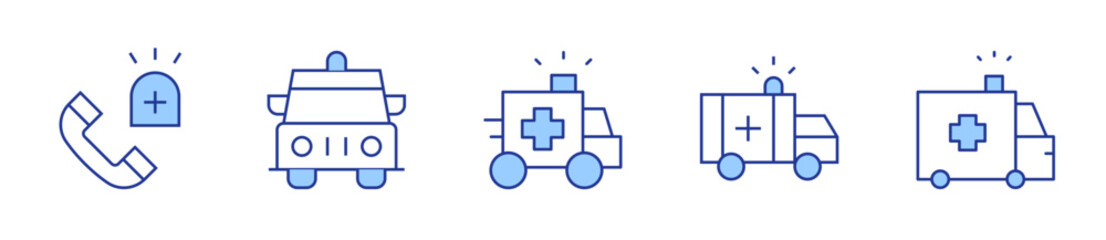 emergency call, ambulance. Ambulance Icon vector illustration. Line Duotone style. Editable stroke
