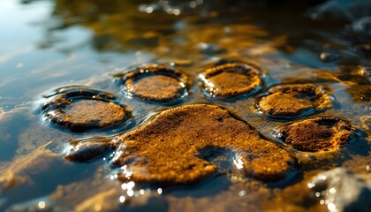 Animal Paw Print in Water with Natural Reflection