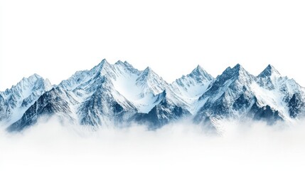 Obraz premium Snow-covered mountains, isolated on a white background.
