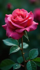 Obraz premium Dew drops cling to the intricate details of a rose flower in early morning dew, flower, drops