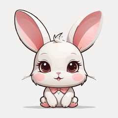 Adorable Chibi Bunny Rabbit with Cute Expression and Bow Tie
