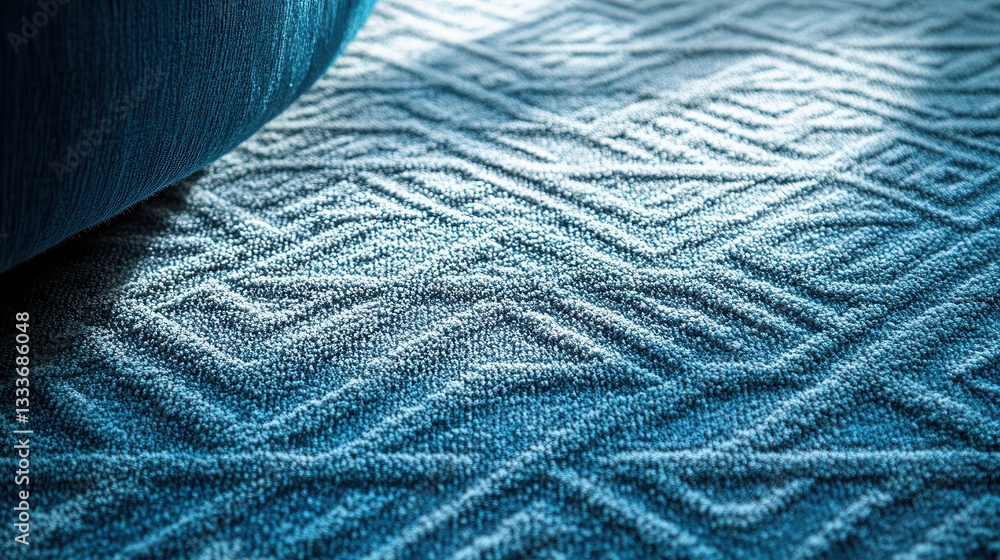 Poster close-up view of intricate geometric pattern on soft textile surface