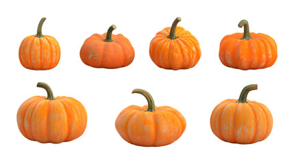 Pack Pumpkin Set on Transparent Background for Halloween, Fall, and Seasonal Decor