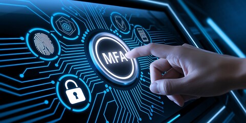 Fototapeta premium Multi-Factor Authentication (MFA) – Secure Digital Access & Cybersecurity, cybersecurity, secure login, online security, authentication methods, cyber protection, MFA login, digital security.
