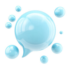 Isolated Light Blue Speech Bubble with Water Droplets Effect, 3D