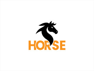 Dynamic black silhouette of a running horse logo.