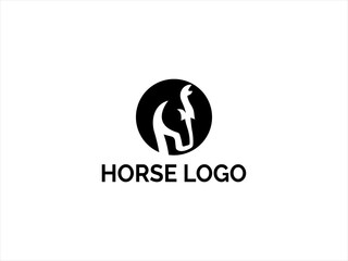Dynamic black silhouette of a running horse logo.