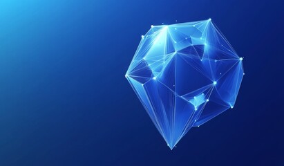 Abstract geometric crystal, digital design, deep blue background, futuristic concept