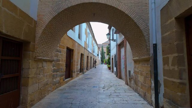 Beautiful stone village with arches in the narrow streets in Baeza, a World Heritage Site