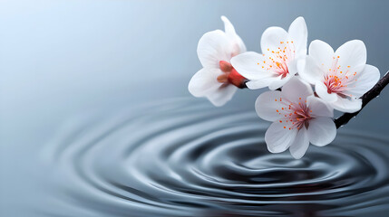 Serene White Blossoms and Water Ripples