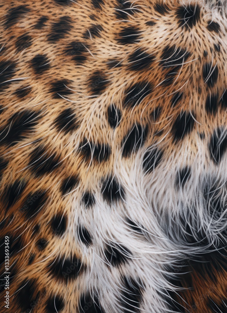 Poster close-up of leopard fur showcasing unique patterns and textures in natural brown and black hues perf