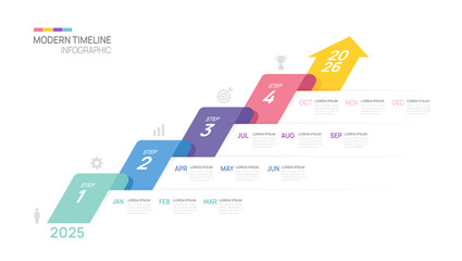 Business step timeline infographic arrow template. element timeline diagram calendar, vector infographics.