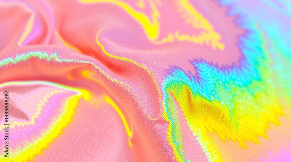 Poster iridescent fabric waves abstract texture with light and shadow gradient