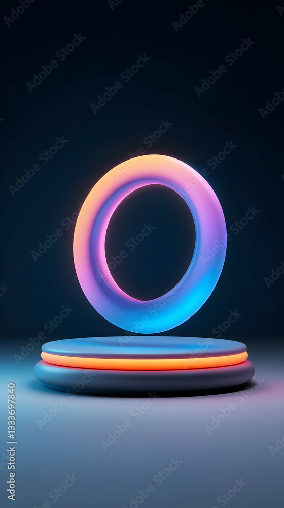Poster holographic ai assistant projecting glowing data on a stage