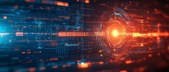 Futuristic Technology Background Abstract Digital Data Stream and Circular Interface