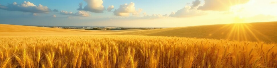 Naklejka premium fields of wheat and barley stretching towards the horizon, nature, vast
