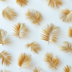 Fototapeta premium Golden Palm Leaves Minimalist Pattern Background