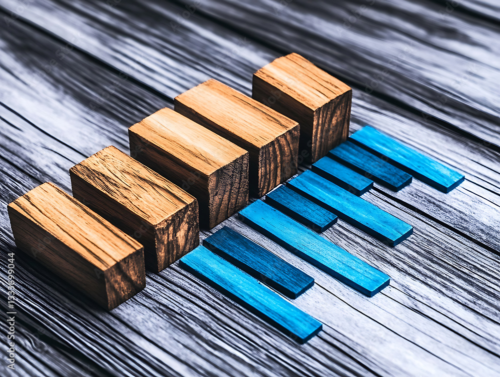Leinwandbilder colorful wooden blocks arranged in a pattern on a textured surface create a striking visual contrast