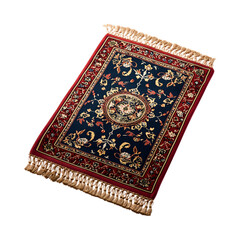Lightweight Nylon Prayer Rug with Red and Blue Design Isolated on Transparent Background