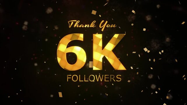 6K Followers celebration animation, 6000 followers thank you video, fireworks, confetti party effects, social media milestone motion graphics animation, celebrating 6K followers