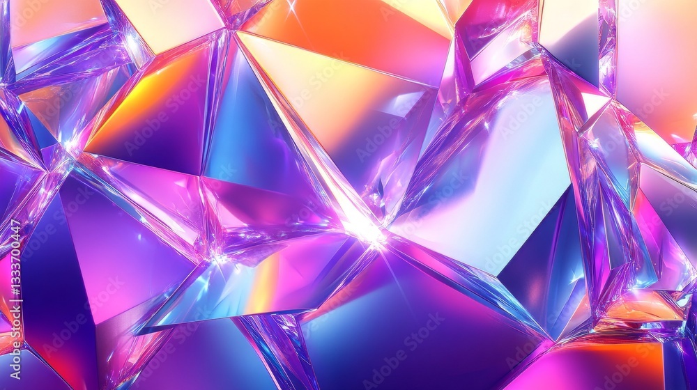 Poster iridescent crystal shards: a dynamic geometric abstract with vibrant gradients