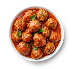 Fototapeta premium Meatballs in Tomato Sauce, Overhead View (2)