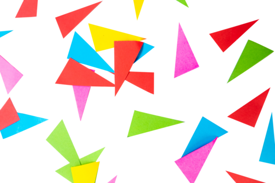 colorful paper pieces particle isolated on white background	
