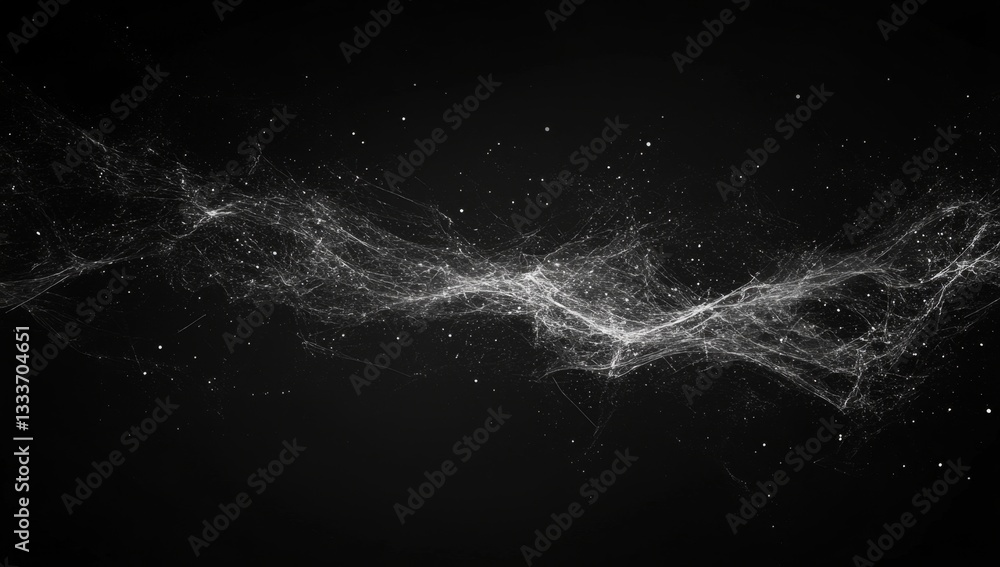 Fototapete abstract network of particles. a mesmerizing display of interconnected filaments and particles in a 