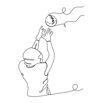 football player catching ball single line clip art preview