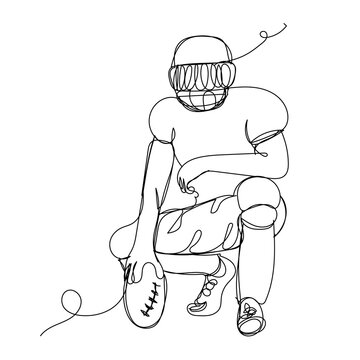 football player kneeling, single line art clip art preview