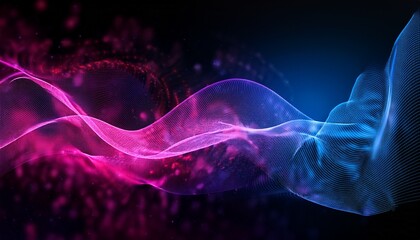 Fototapeta premium abstract pink and blue wave particle background