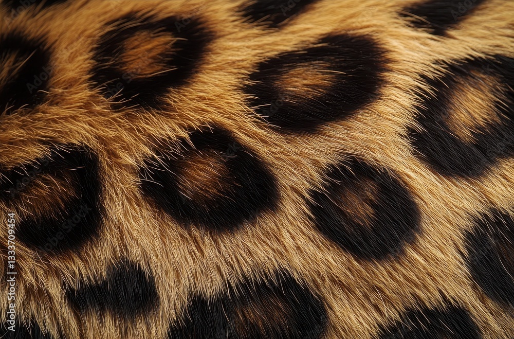 Poster close-up view of a leopard's fur pattern highlighting textures and unique spots in natural warm tone