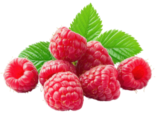 Isolated Fresh Ripe Raspberries