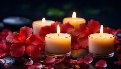 キャンドルに火が灯るハワイの夜。AIで生成
