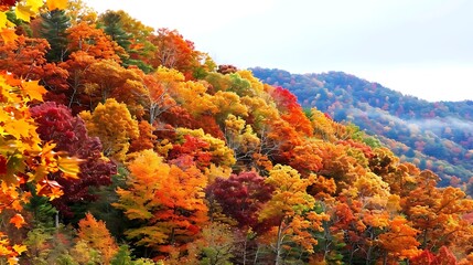 Vibrant Autumn Foliage Showcasing a Spectacular Display of Colorful Trees in a Scenic Mountain Landscape