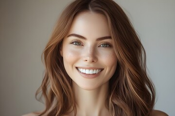 Naklejka premium Caucasian Woman with a Warm, Confident Smile