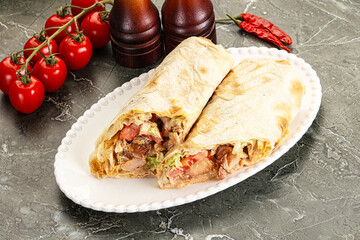 Shawarma with grilled chicken meat